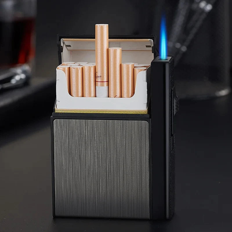 Cigarette Box with Butane Gas Turbo Lighter