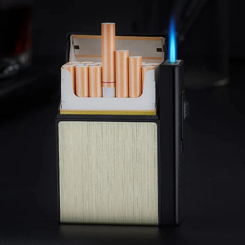 Cigarette Box with Butane Gas Turbo Lighter