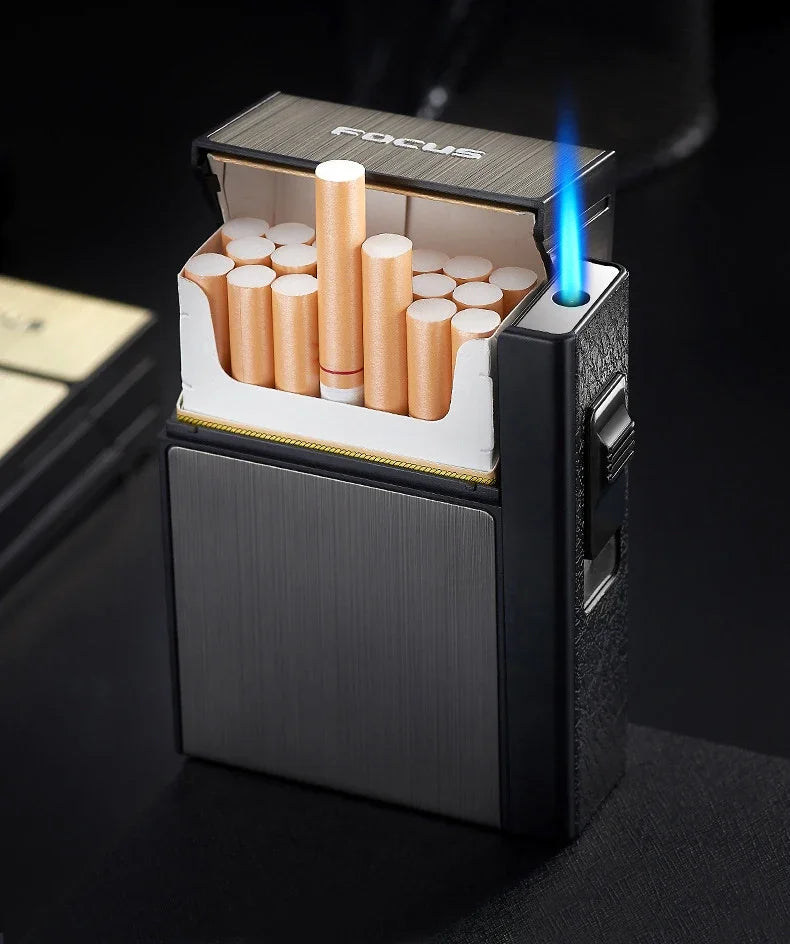 Cigarette Box with Butane Gas Turbo Lighter