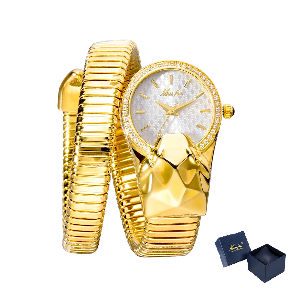 MISSFOX Snake Shape Diamond Watch For Women