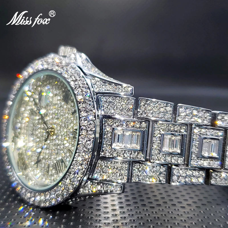 Relogio Masculino Luxury MISSFOX Ice Out Diamond Watch For Men