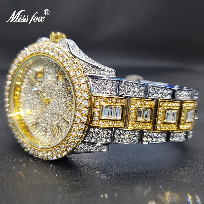 Relogio Masculino Luxury MISSFOX Ice Out Diamond Watch For Men