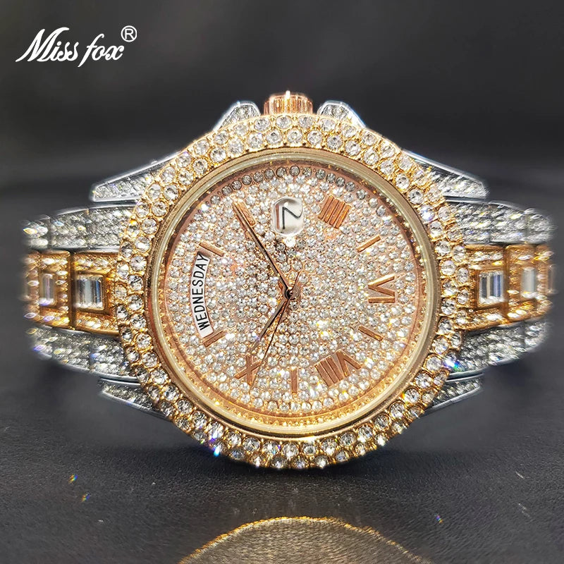 Relogio Masculino Luxury MISSFOX Ice Out Diamond Watch For Men