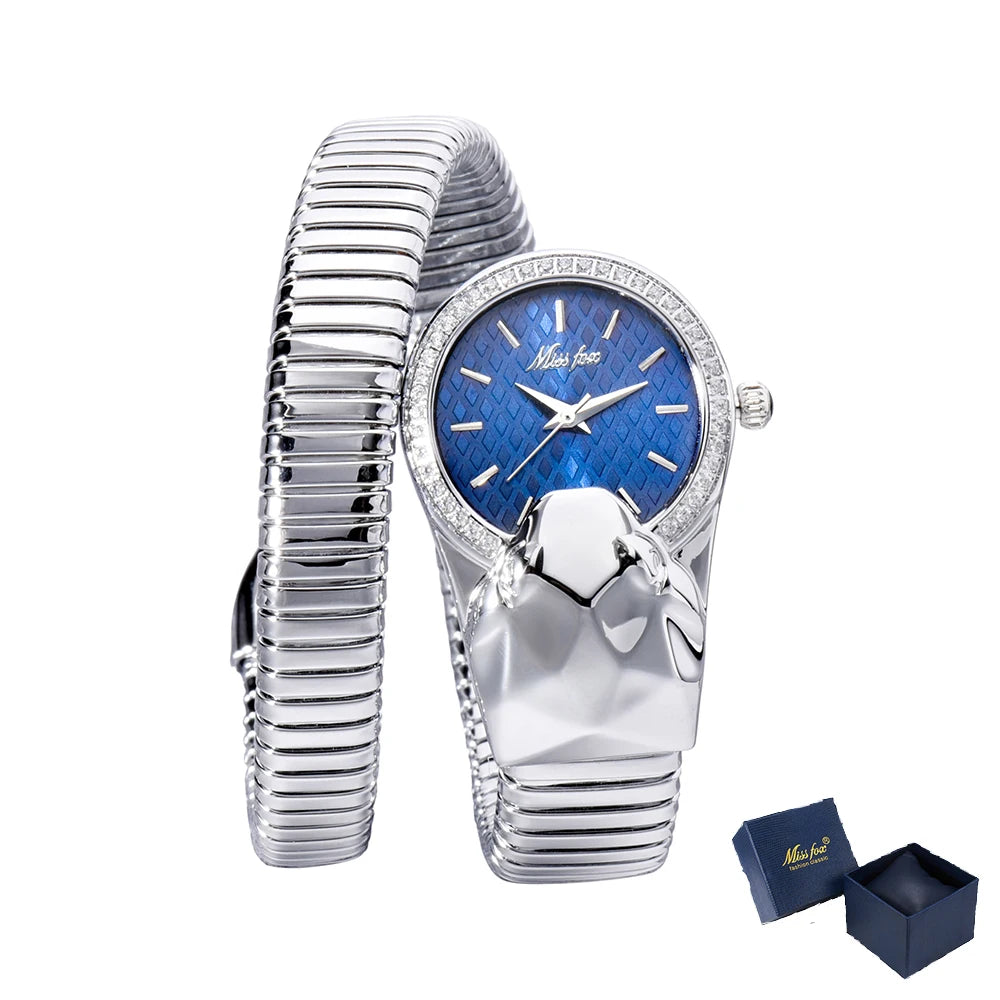 MISSFOX Snake Shape Diamond Watch For Women