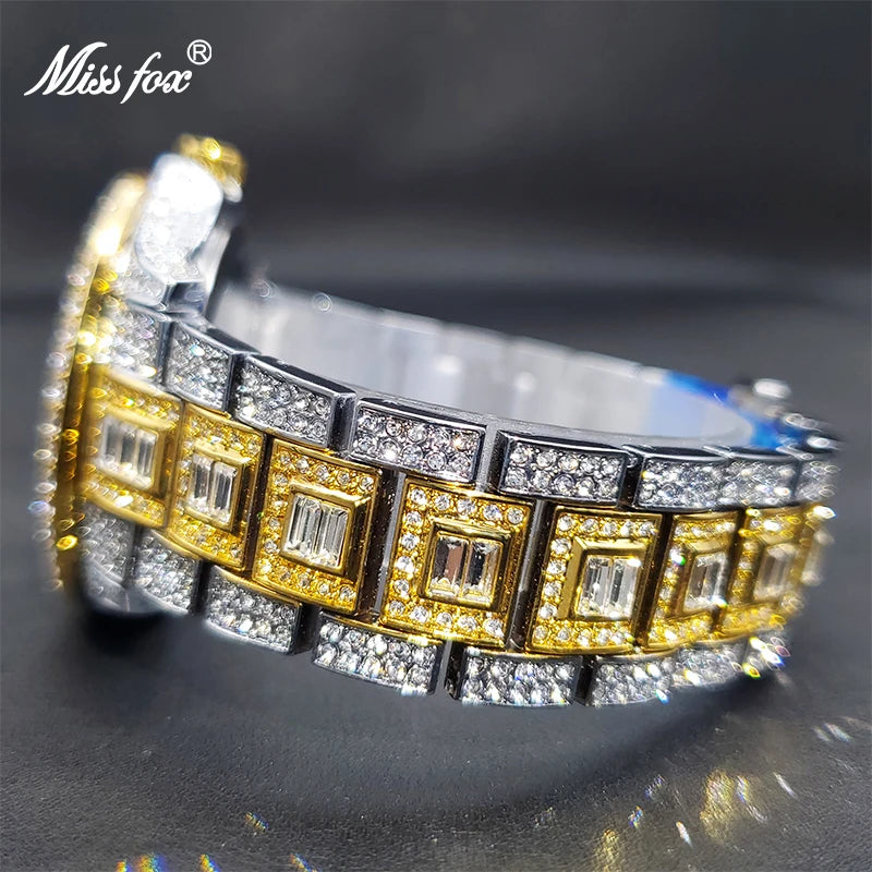 Relogio Masculino Luxury MISSFOX Ice Out Diamond Watch For Men