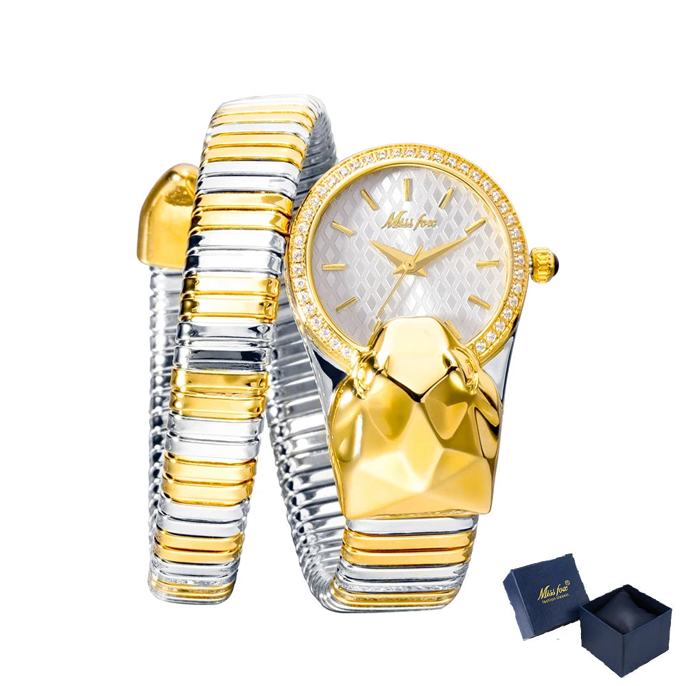 MISSFOX Snake Shape Diamond Watch For Women