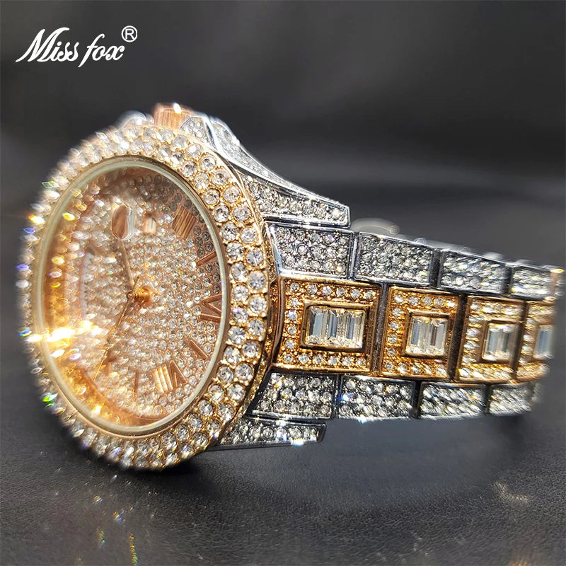 Relogio Masculino Luxury MISSFOX Ice Out Diamond Watch For Men