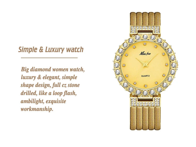 MISSFOX Big Lab Diamond Ladies Wrist Watches