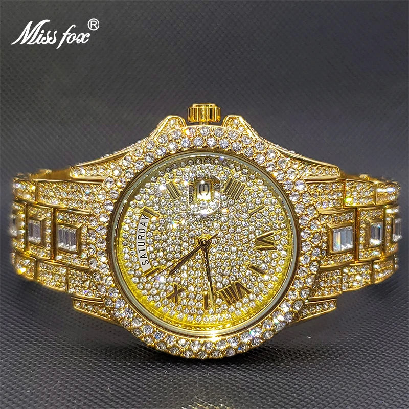 Relogio Masculino Luxury MISSFOX Ice Out Diamond Watch For Men