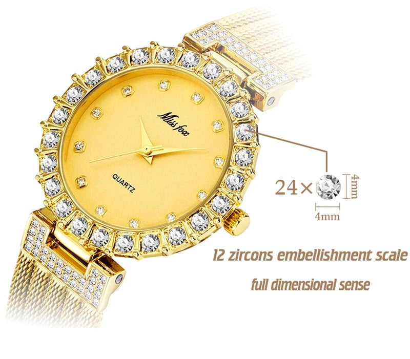 MISSFOX Big Lab Diamond Ladies Wrist Watches