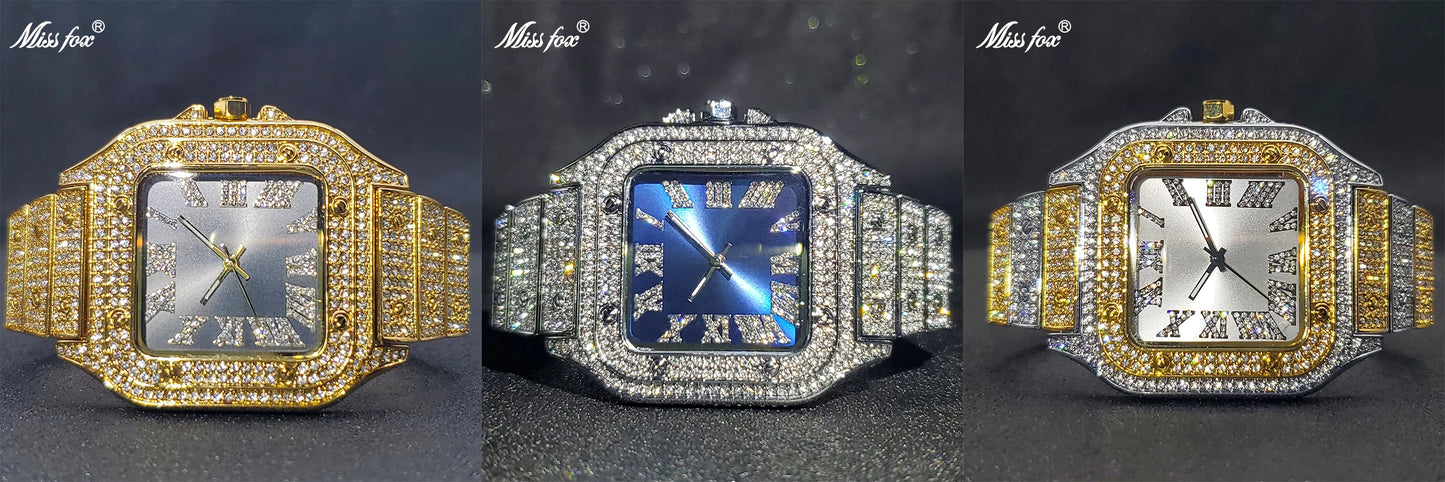 Relogio Masculino Luxury MISSFOX Ice Out Diamond Watch For Men