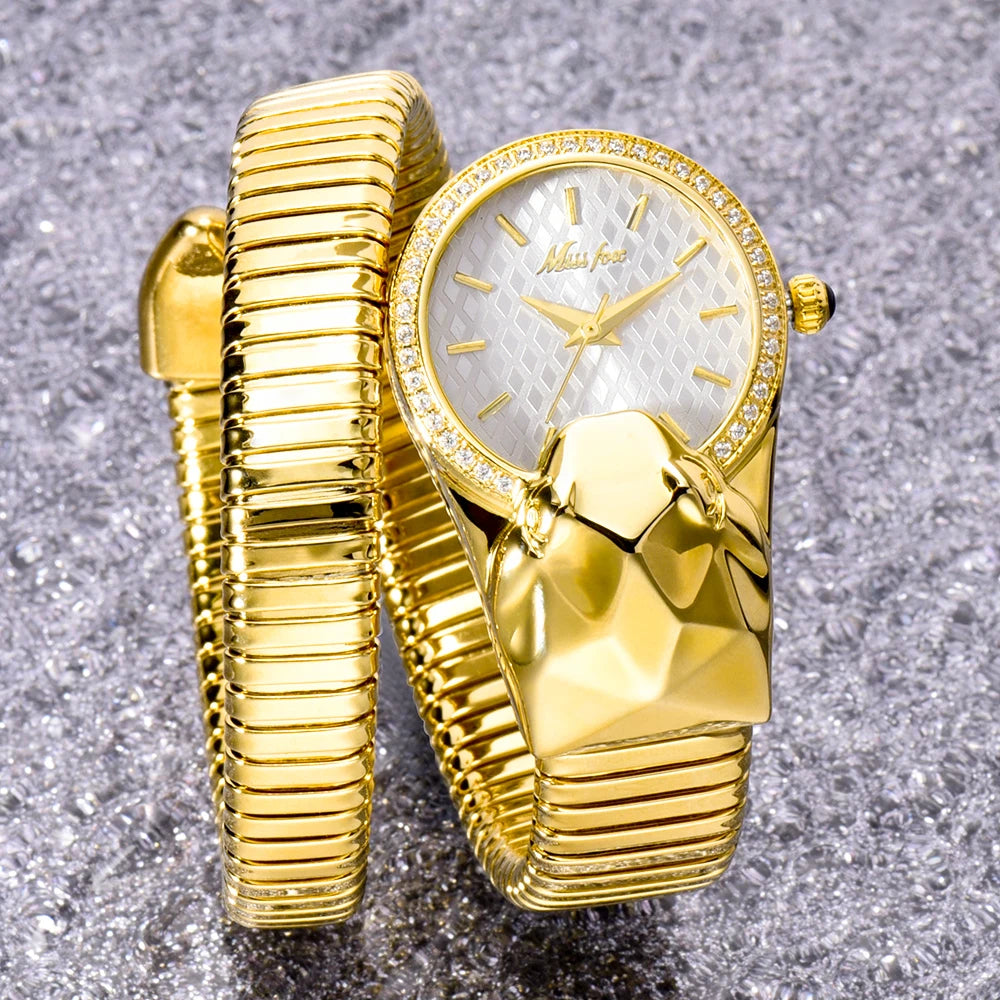 MISSFOX Snake Shape Diamond Watch For Women