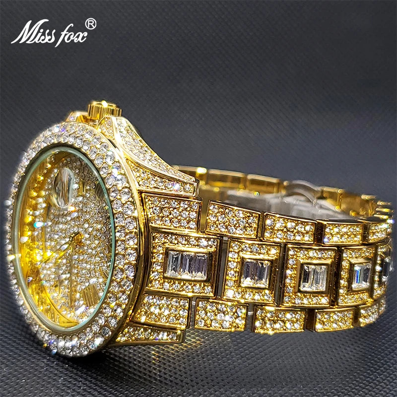 Relogio Masculino Luxury MISSFOX Ice Out Diamond Watch For Men