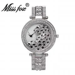 MISSFOX Women Crystal Diamond Leopard Watch