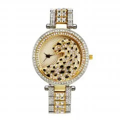 MISSFOX Women Crystal Diamond Leopard Watch