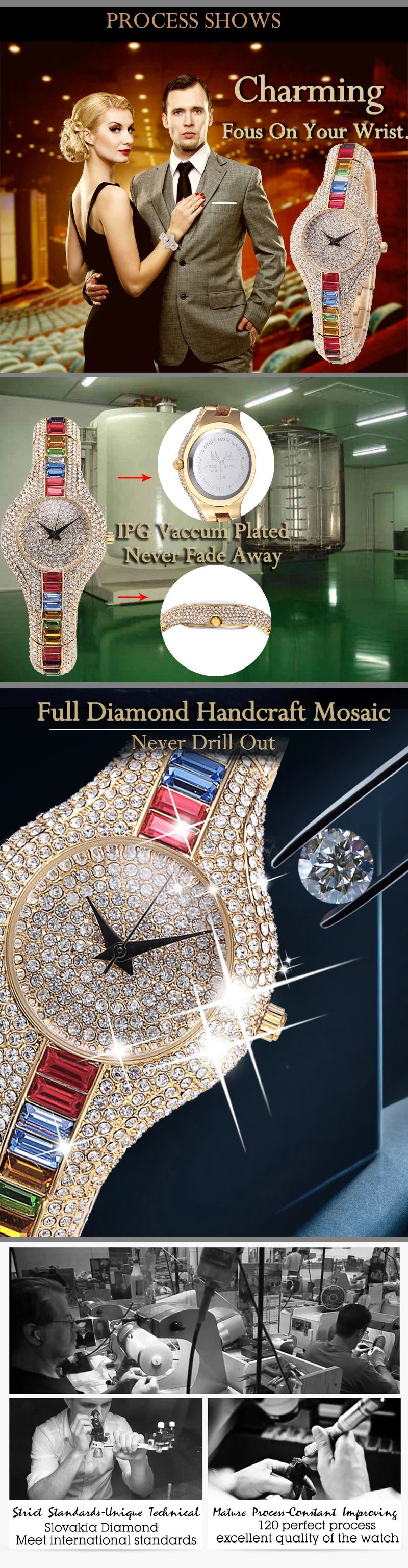 MISSFOX Mix Baguette Diamond Women Watches