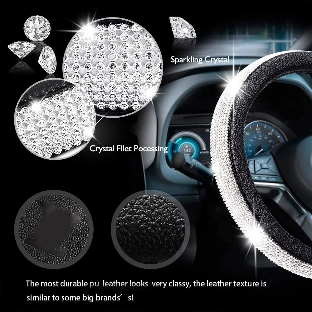 Bling Diamond Rhinestones Crystal Car Steering Wheel Cover