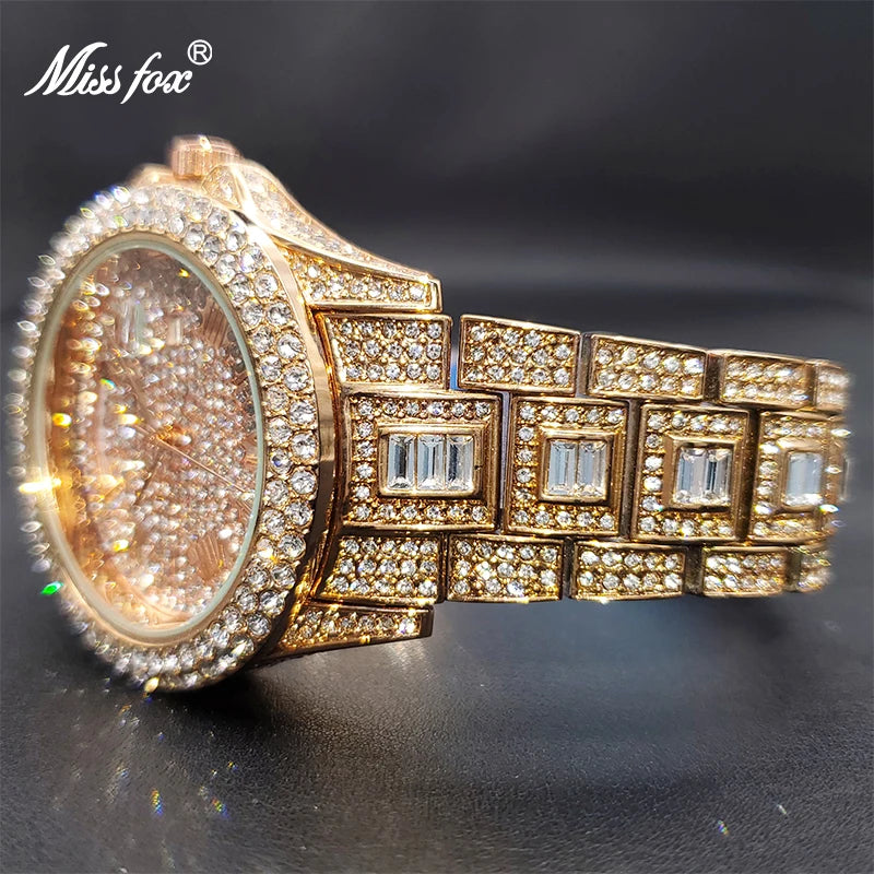 Relogio Masculino Luxury MISSFOX Ice Out Diamond Watch For Men