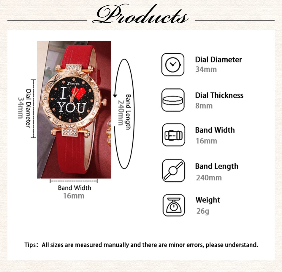 5pcs Set Women Luxury Wristwatch