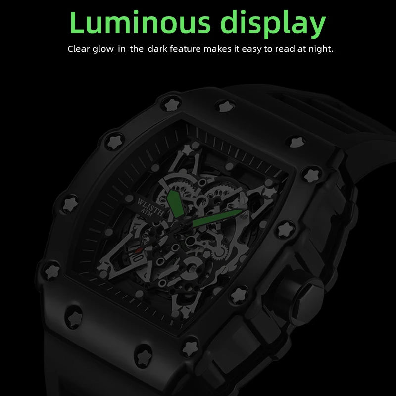 Men's Fashion Automatic Movement Barrel Luminous  Sports Watch