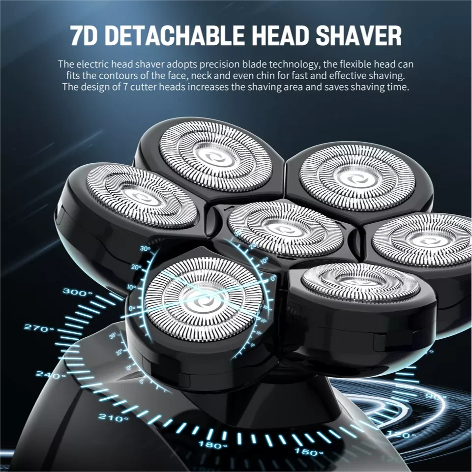 SEJOY 6-in-1 Electric Razor Multifunctional 7D Head Shavers for Men Waterproof Nose Hair Trimmer Grooming Kit