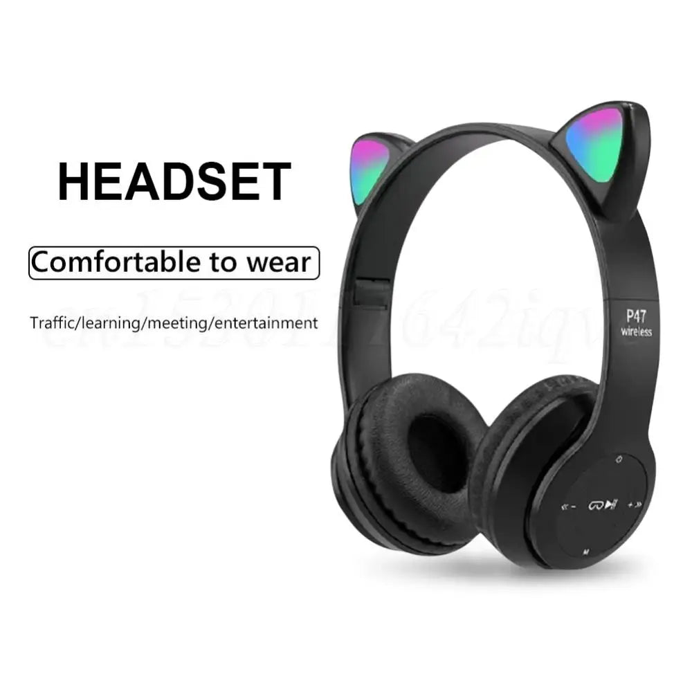 Cat Ear Gaming Headset with Glow Light