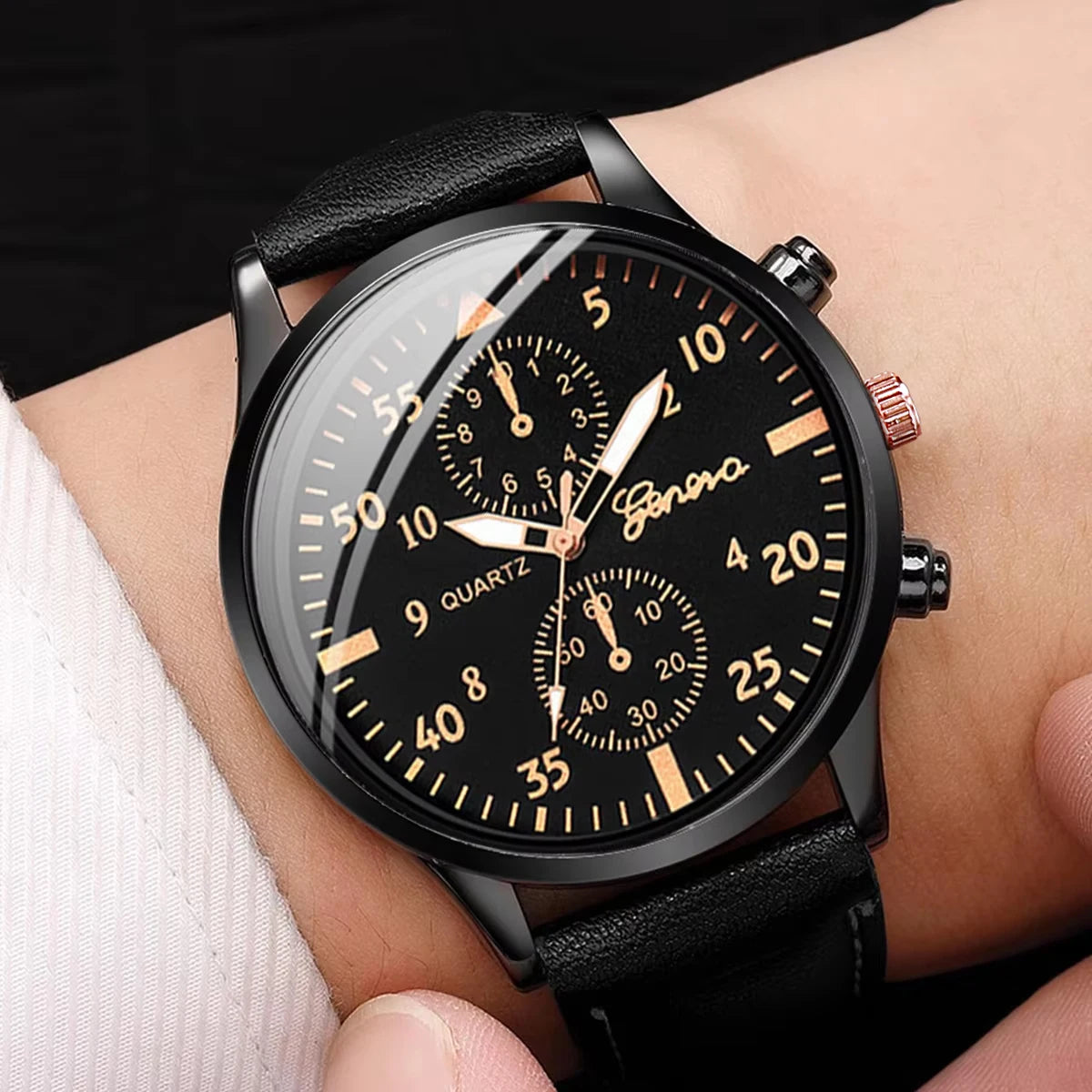 4PCS Men's Business Leather Band Watches