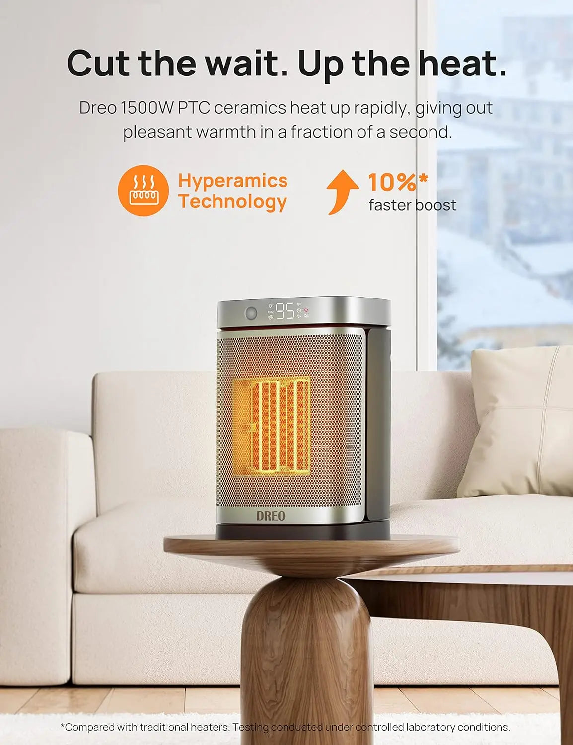 1500W Electric Heater with 70° Oscillating, Digital Thermostat, Remote Control, Motion Detectio