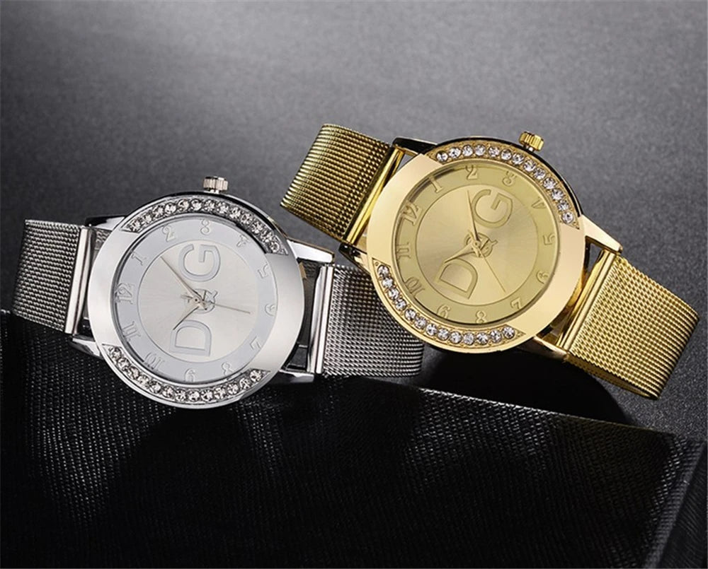 Casual Gold Mesh Belt Women Watch