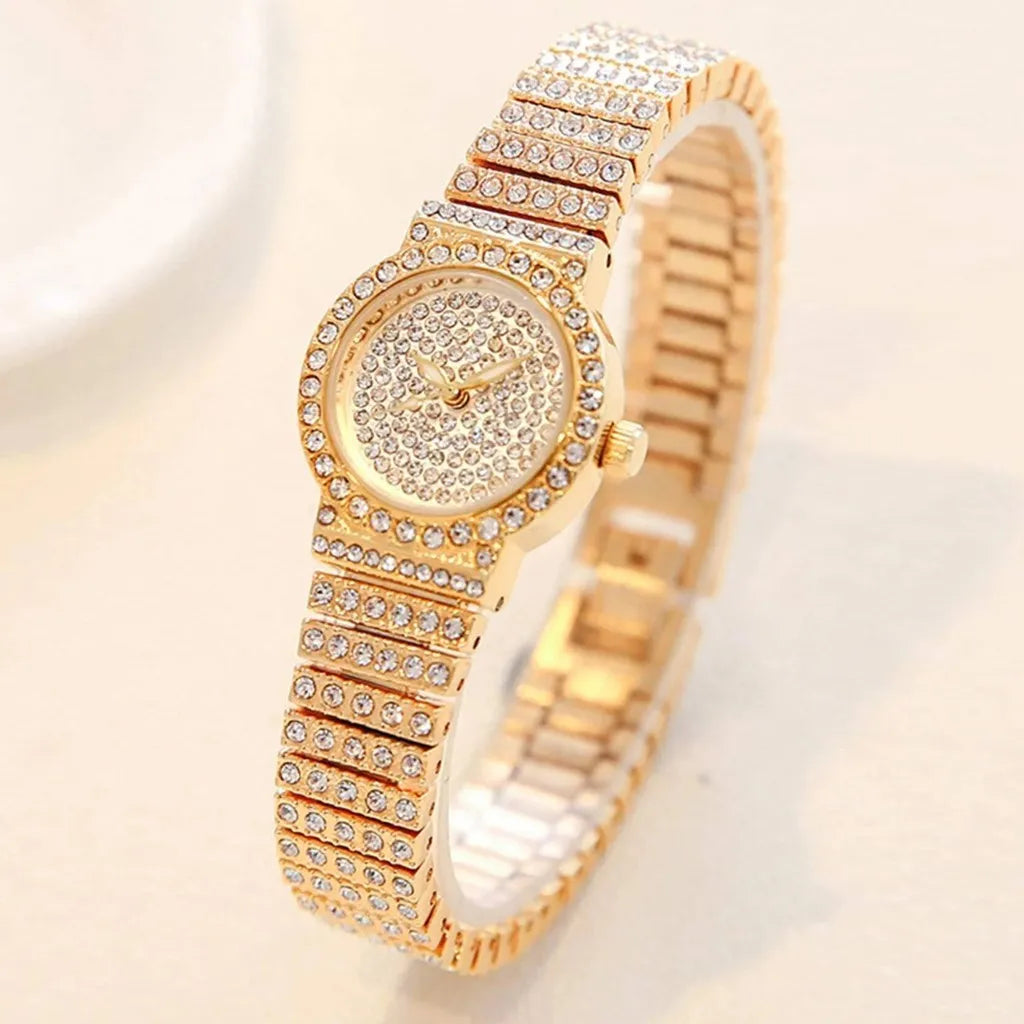 3pcs Set Fashion Rhinestone Women Luxury Crystal Rose Gold Watch