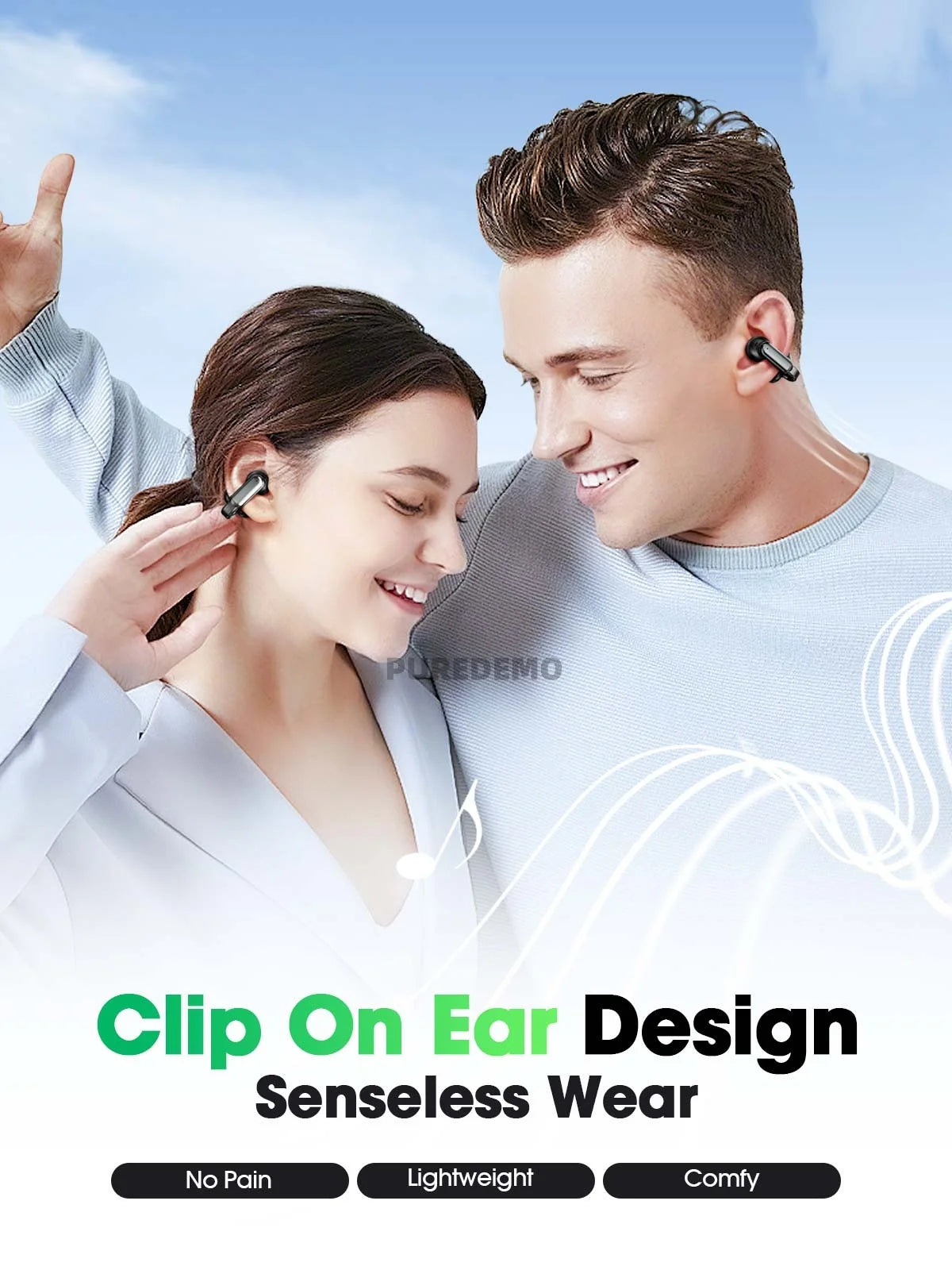 Clip On Wireless Bluetooth 5.4 Earbuds