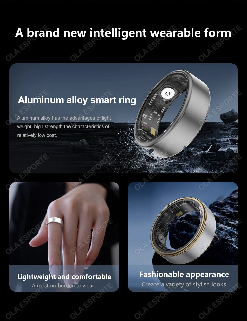 Smart Ring Men Women Military Grade Titanium Steel Shell