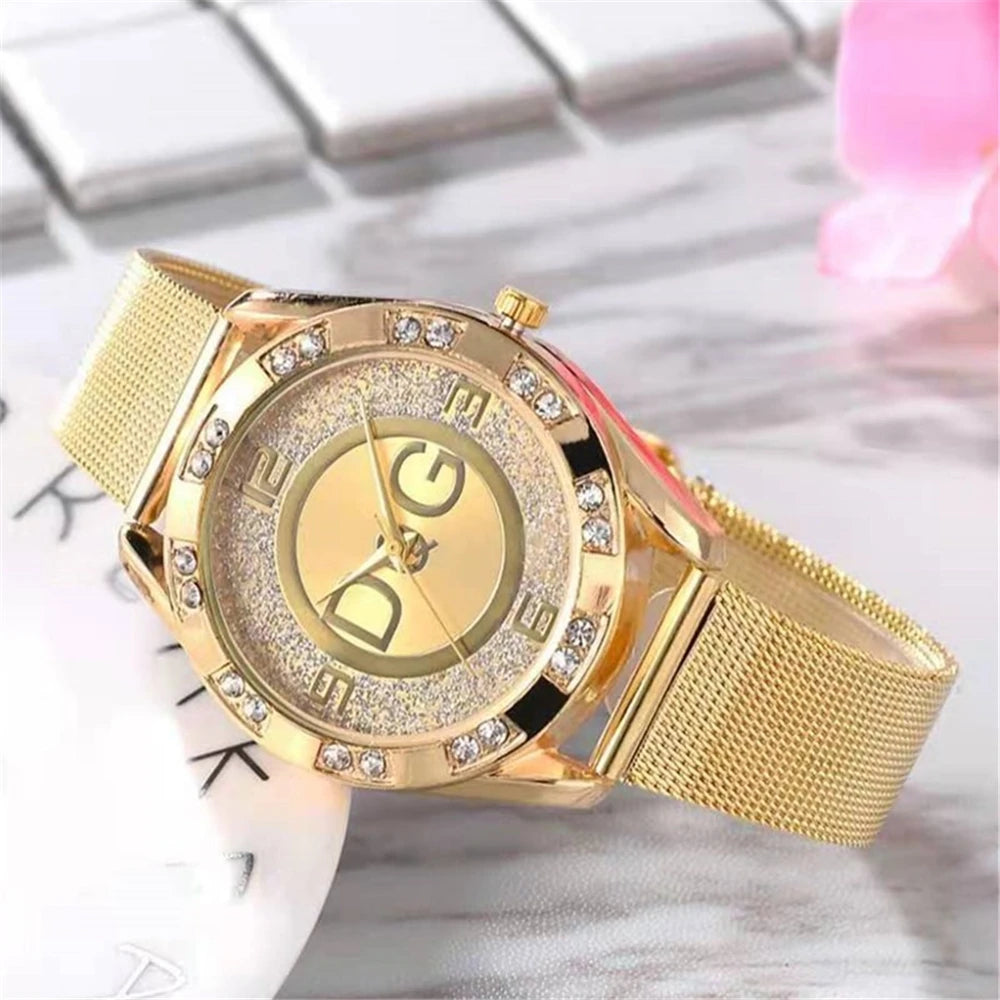 Casual Gold Mesh Belt Women Watch