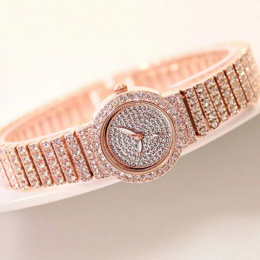 3pcs Set Fashion Rhinestone Women Luxury Crystal Rose Gold Watch