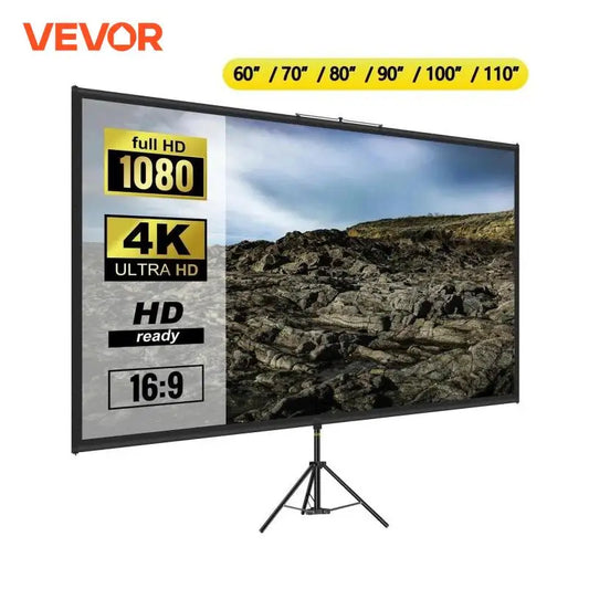 VEVOR 60 70 80 90 100 110 Inch Tripod Projector Screen W/ Stand