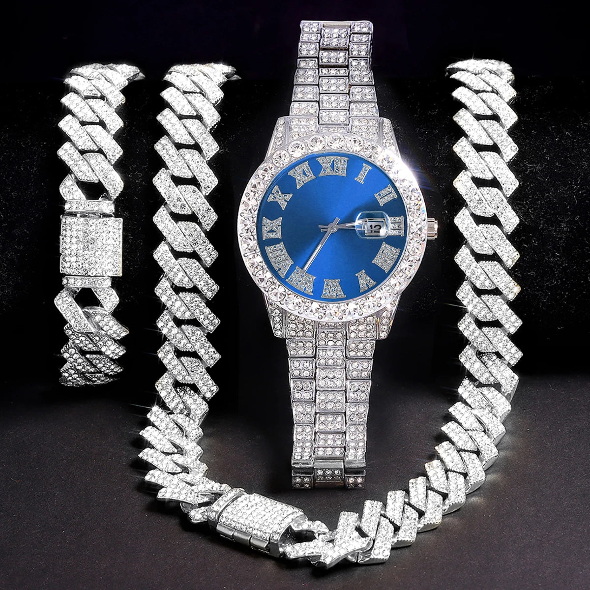 3pcs Men's Silver Watch Set