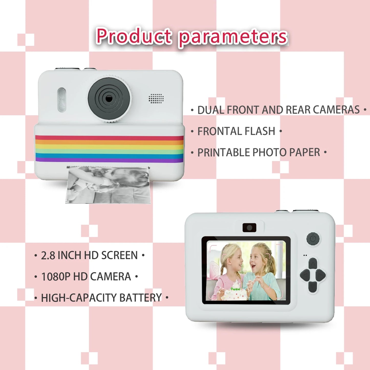 Mini Printer Portable Thermal Instant Print Photo Kids Camera