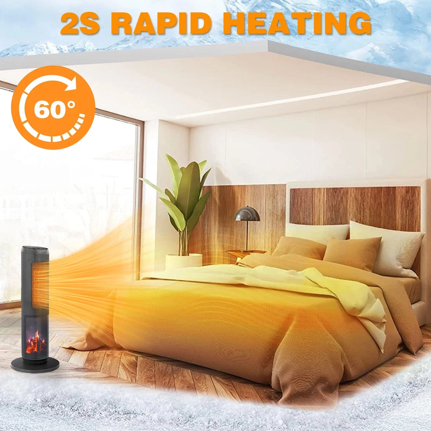 1500w 25" Tower Space Heater with 3D Flame Heater