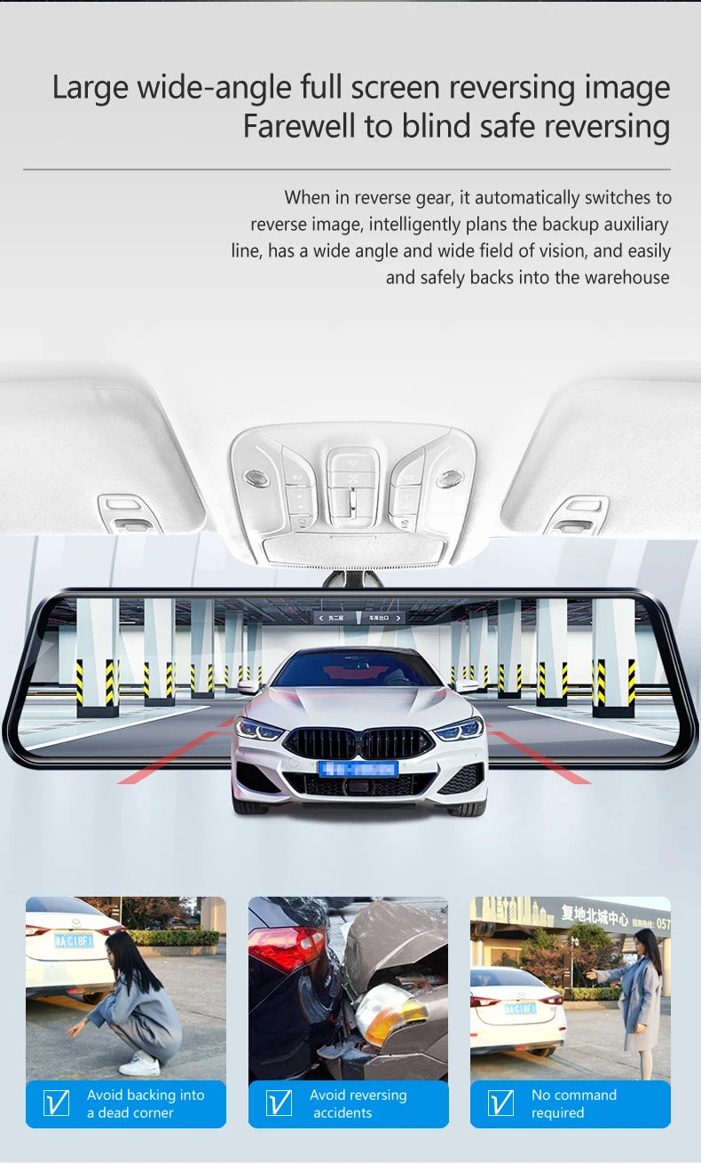 10 Inch Car Touch Screen Video Recorder Rearview Mirror