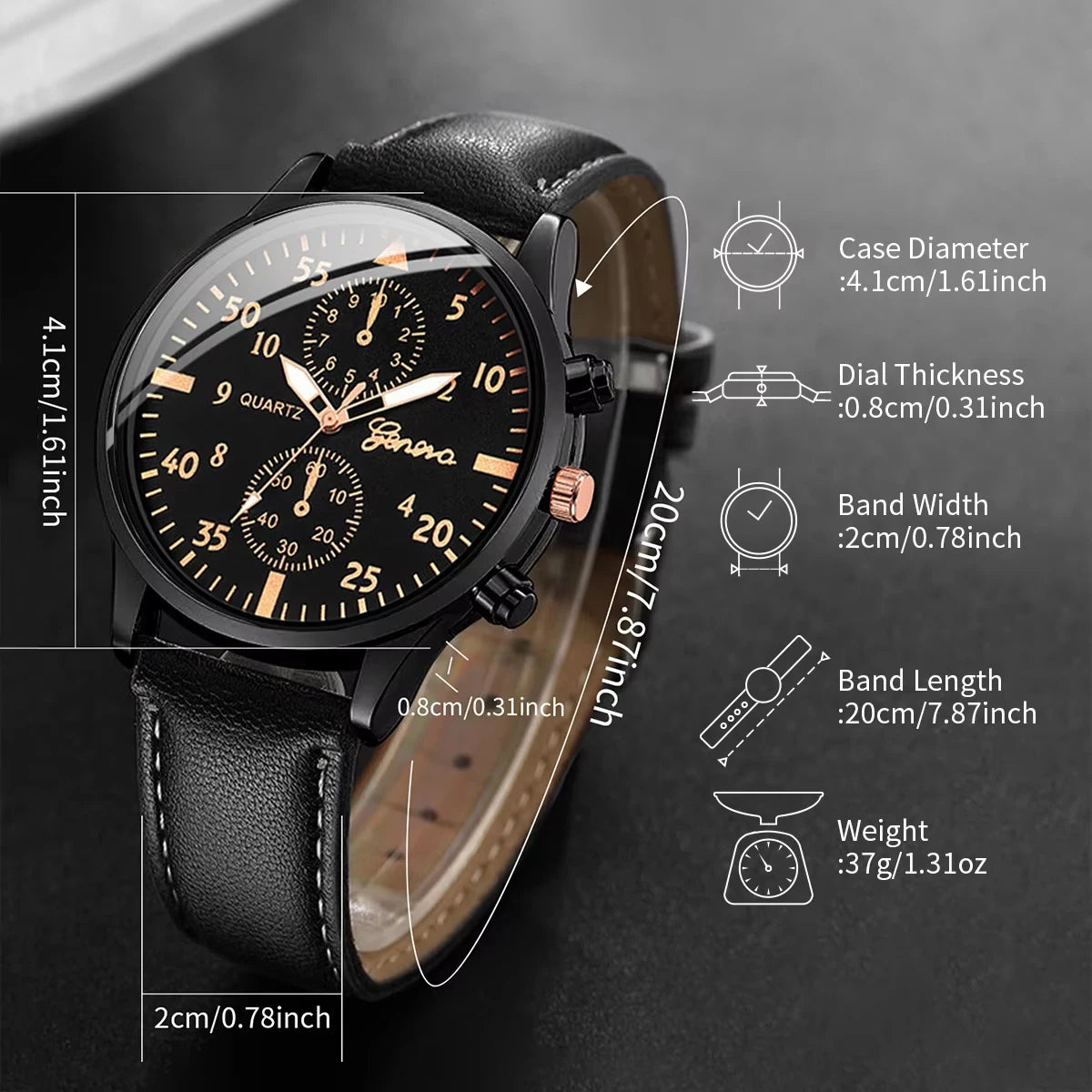 4PCS Men's Business Leather Band Watches