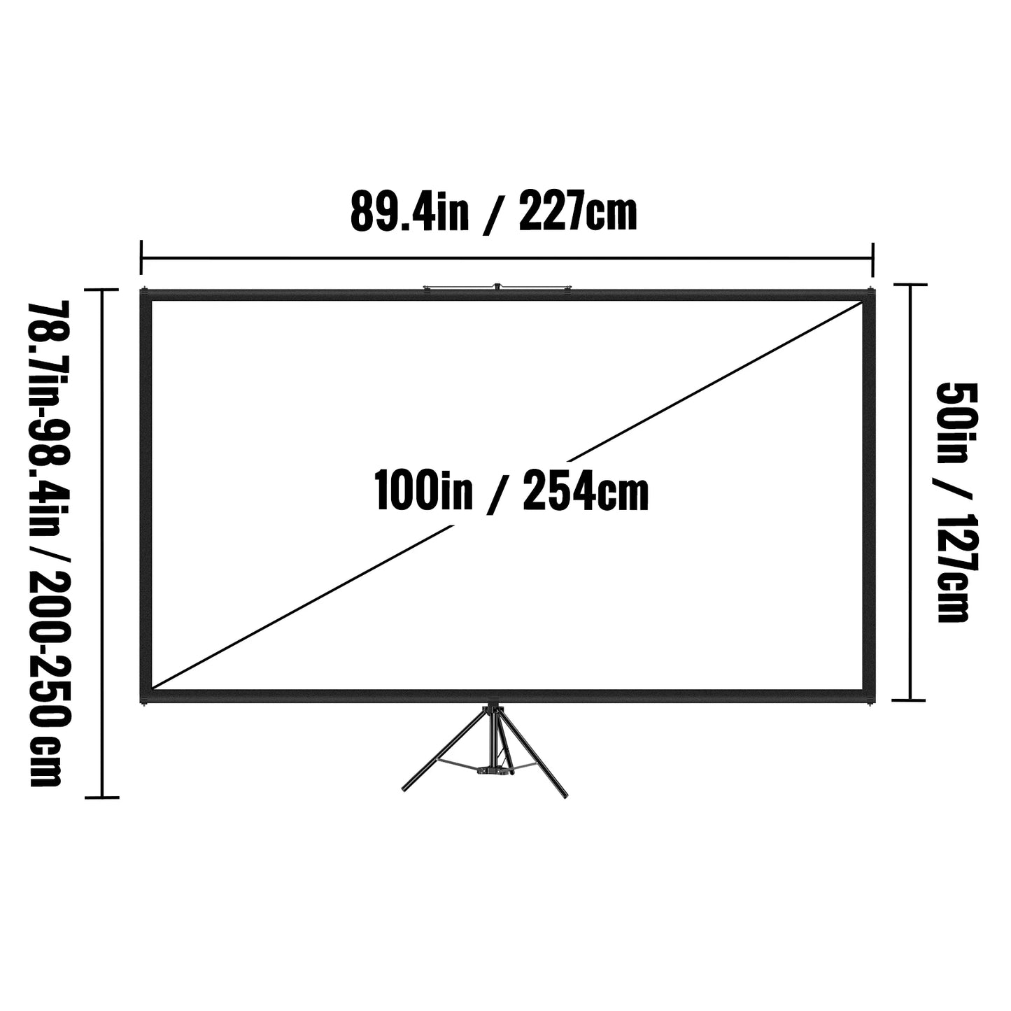 VEVOR 60 70 80 90 100 110 Inch Tripod Projector Screen W/ Stand