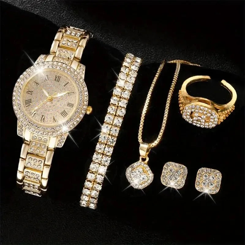 6PCS Women Luxury Elegant Alloy Watch