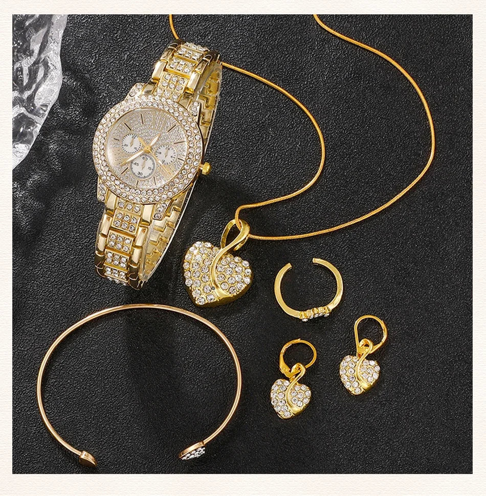 Casual Ladies Watches Jewelry Set