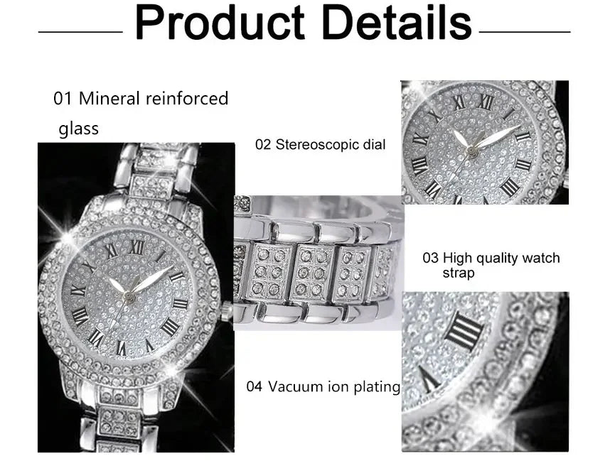 6PCS Women Luxury Elegant Alloy Watch