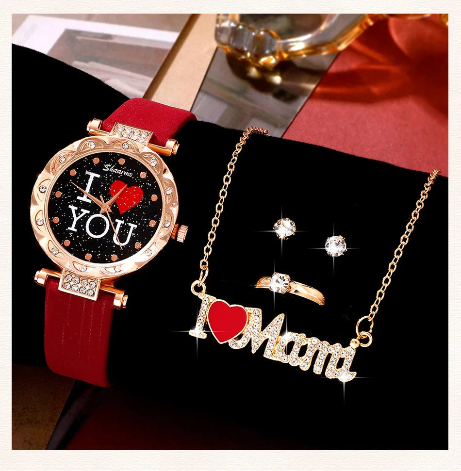 5pcs Set Women Luxury Wristwatch