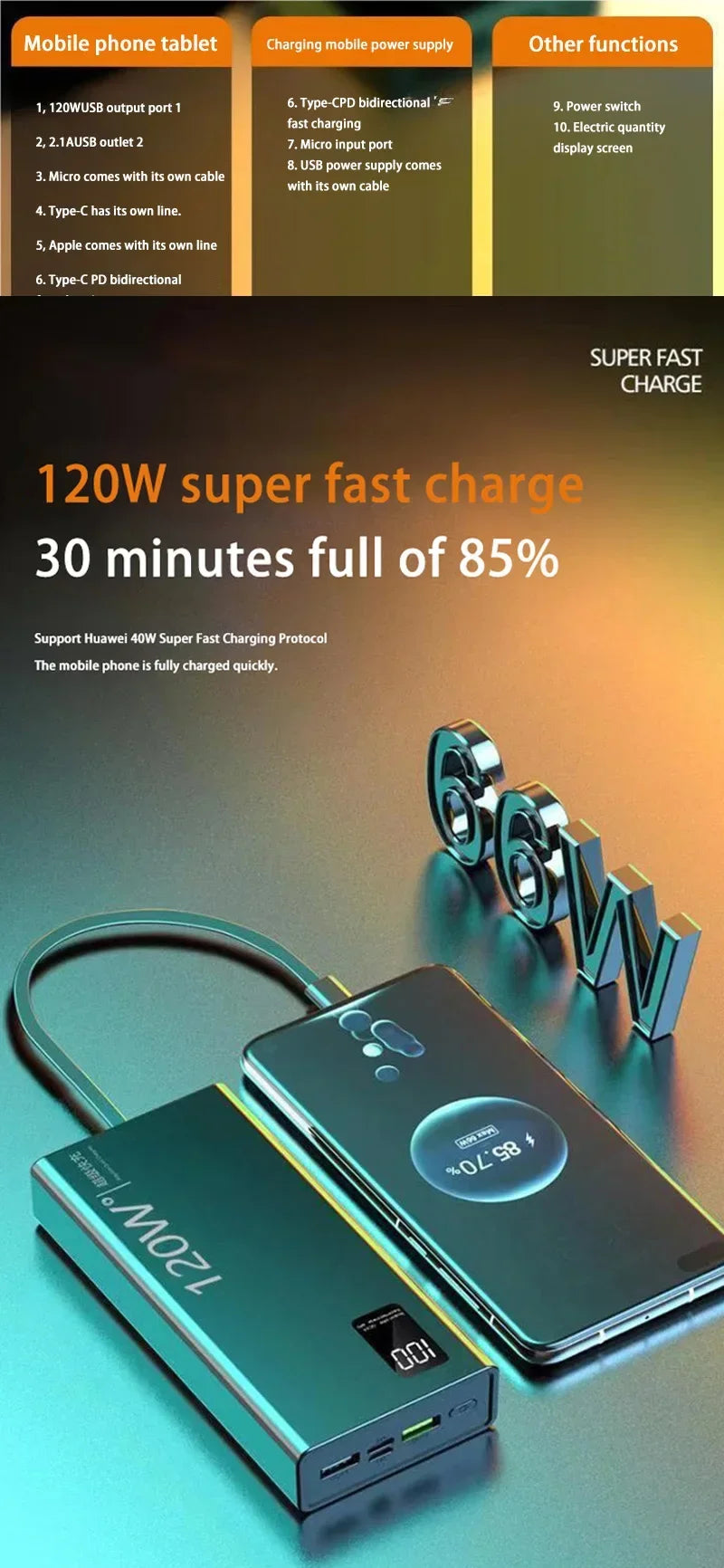 Lenovo 50000mAh High Capacity Power Bank 4 in 1