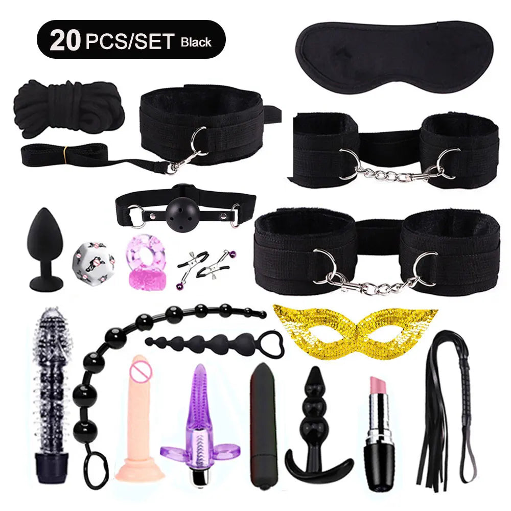 8/20 Piece BDSM Kit Plush Sex Bondage Set