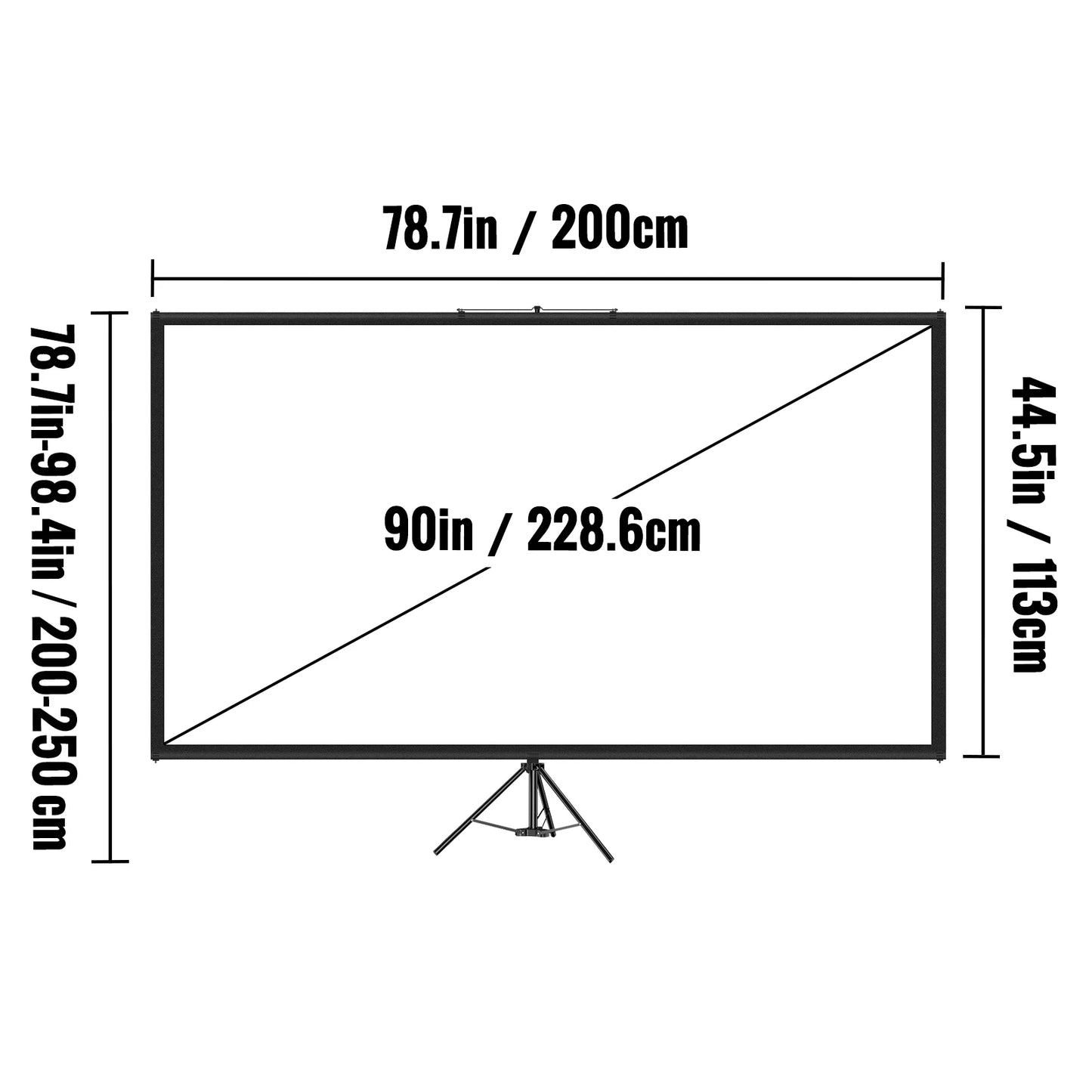 VEVOR 60 70 80 90 100 110 Inch Tripod Projector Screen W/ Stand