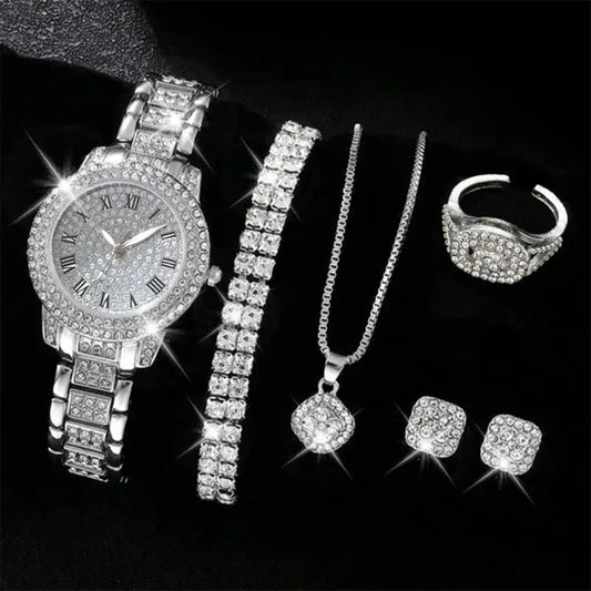 6PCS Women Luxury Elegant Alloy Watch