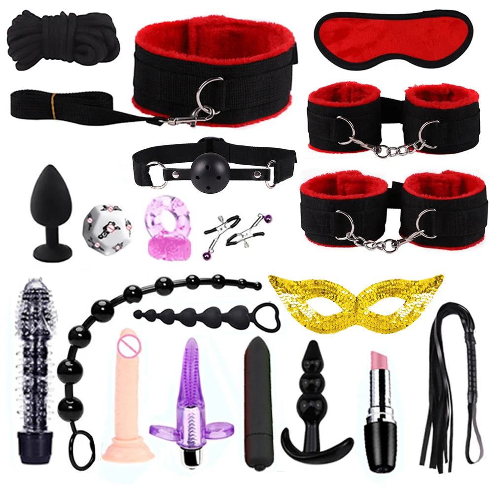 8/20 Piece BDSM Kit Plush Sex Bondage Set